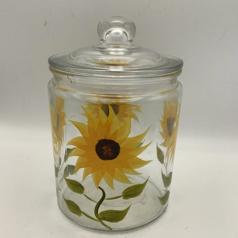 Sunflower Glass Canister with Lid